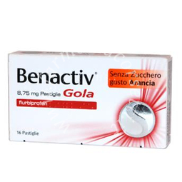 Benactiv Gola 16 Pastiglie Senza zucchero Gusto arancia