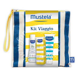 Mustela kit viaggio 2026 1 detergente delicato 100 ml + 1 latte solare 50+ 40 ml + 1 latte doposole 100 ml