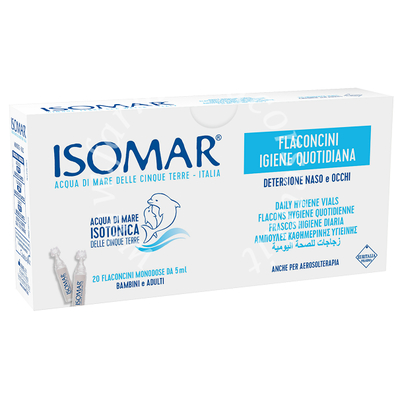 Isomar soluzione isotonica acqua mare igiene quotidiana 20 flaconcini monodose 5 ml