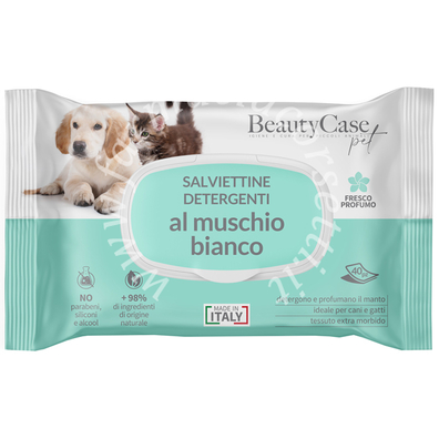 Beautycase pet salviettine detergenti al muschio bianco flow pack 40 pezzi