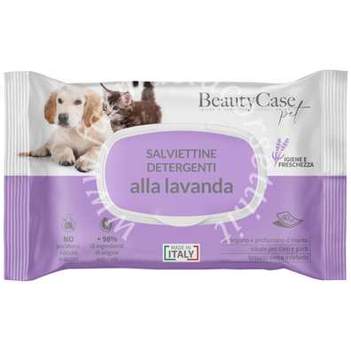 Beautycase pet salviettine detergenti alla lavanda flow pack 40 pezzi