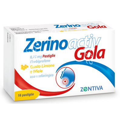 Zerinoactiv gola 8,75mg pastiglia gusto limone e miele 16 pastiglie in blister di pvc/pvdc  alluminio