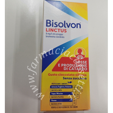 Bisolvon linctus 8 mg/5 ml sciroppo - gusto cioccolato-ciliegia  bromexina cloridrato flacone 200 ml
