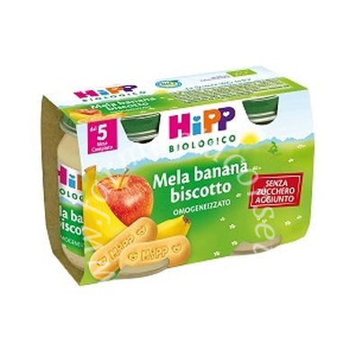 Hipp bio omogeneizzato mela banana biscotto 2x125 g