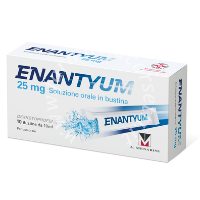 Enantyum 25 mg soluzione orale in bustina 25 mg soluzione orale in bustina 10 bustine monodose in pes/al/ldpe da 10 ml