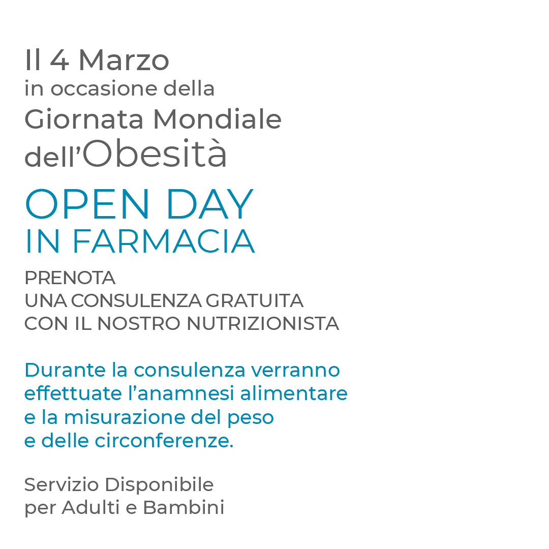 4 Marzo Giornata Mondiale dell'Obesità Open Day in Farmacia